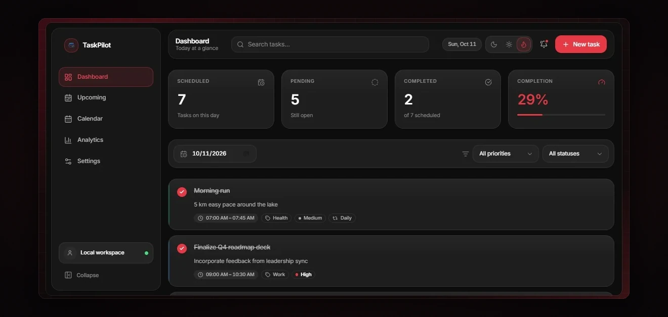 TaskPilot — detail 1